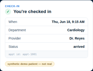 Check-in confirmation card