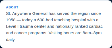 Hospital info card